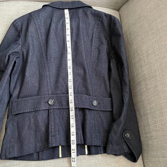 Ann Taylor Blue Button Up Denim Jacket Women’s Size 4 Pockets Peter Pan Collar - Picture 8 of 8